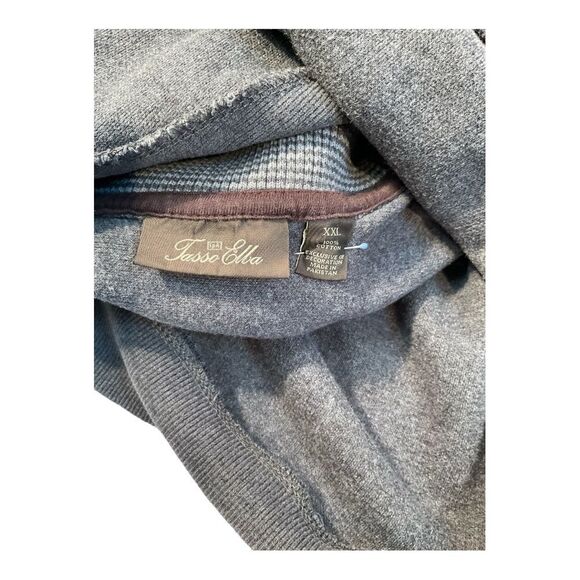 Tasso Elba Cotton Sweater Mens GRAY CHARCOALSize XXL  1/4 Zip Mock Neck Classic - Picture 7 of 15
